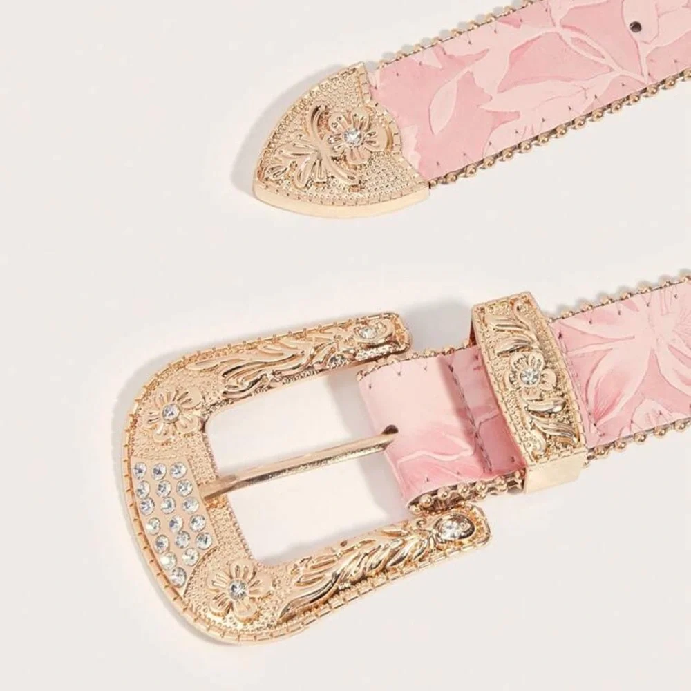 1pc Women's Heavy Embroidered Milk Pattern Western Style Belt